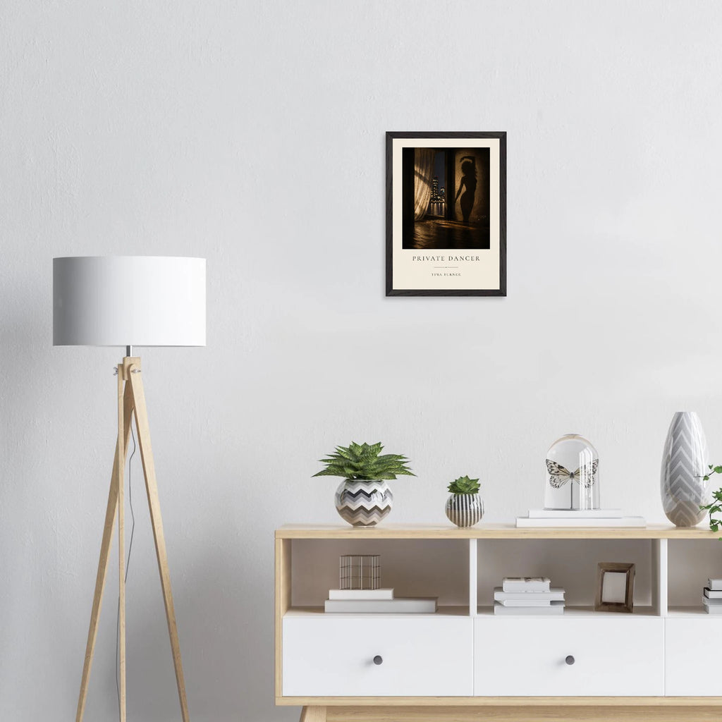Private Dancer framed print displayed above a contemporary sideboard